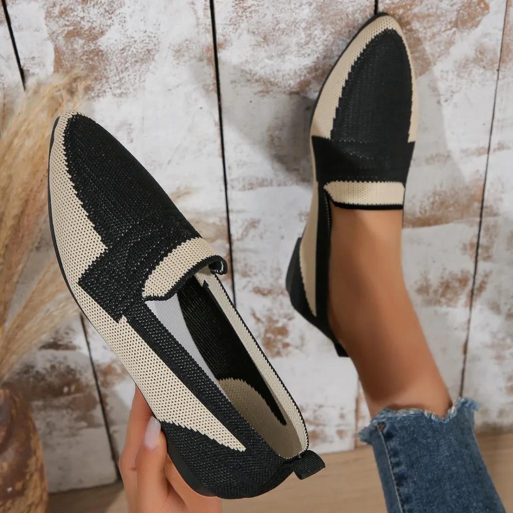 New Fashion Mesh Shoes Spring Summer Pointed Knitted Breathable Single Shoes Flat Woven Shallow Mouth Doudou Shoes