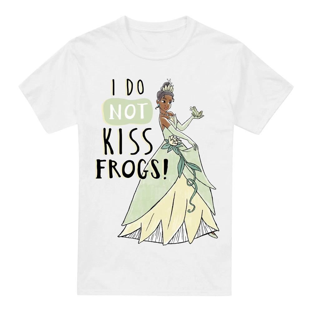 

The Princess And The Frog Tiana Does Not Kiss Frogs 100% Cotton T-shirt Mens Tees Top , White 3XL