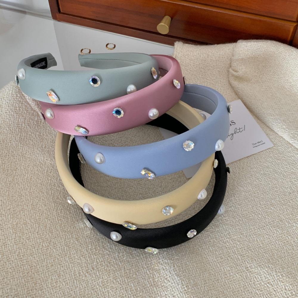 

Макияж с жемчугом для девочек, обруч с бриллиантами, аксессуары для волос, женская повязка на голову в корейском стиле, повязка на голову