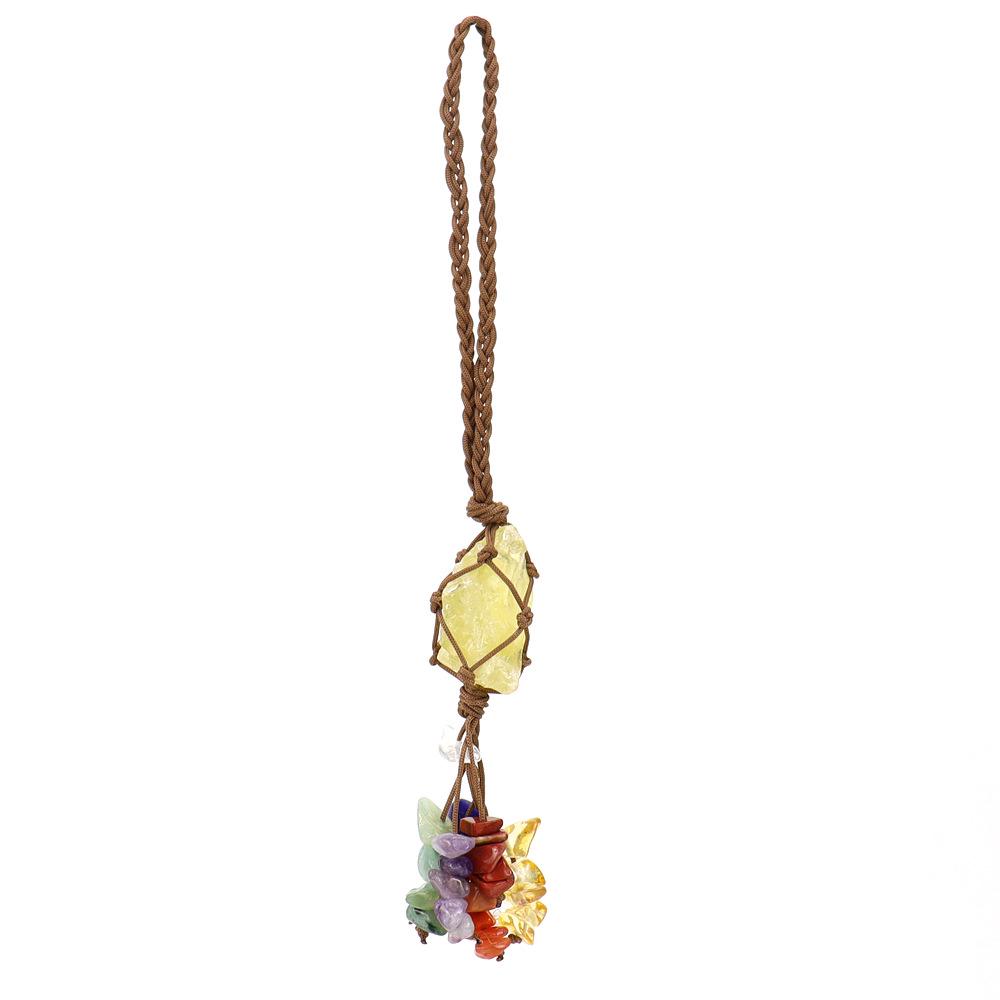 Seven-Color Crystal Pendant with Hand-Woven Tassel for Car or Home Decor