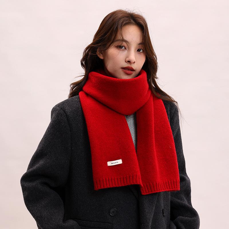 

Wool knitted 100% cashmere scarf female and male thickened scarf warm couple parent-child model autumn and winter gift 160*20CM бордовий