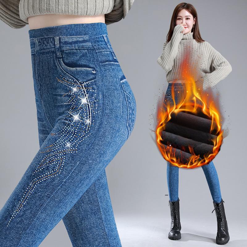 

Леггинсы женские осенние и зимние брюки с завышенной талией, тонкие брюки-карандаш большого размера, хлопковые брюки One size темно-синий