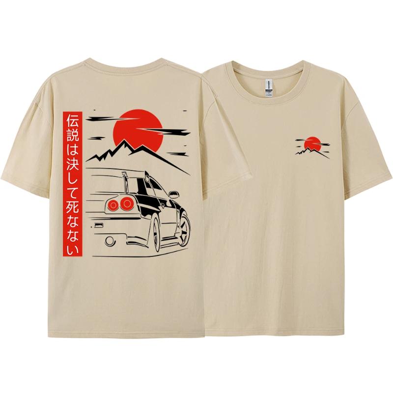 Japanse Stijl Auto JDM Cultuur GTR Racing T-shirts Mannen Vrouwen Street Wear Origineel Ontwerp Oversized 100% Katoen Paar Tops Tees