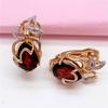 Purple Gold Inlaid Garnet Earrings, Women'S Tide High-End Temperament Rose Gold-Plated Colored Gold Earrings.