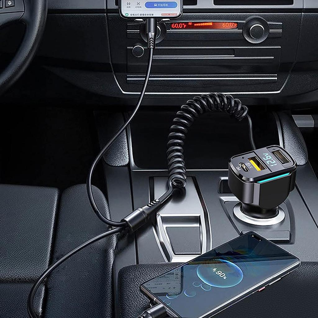 80W USB C Car Charger Cigarette Lighter and USB C Adapter, 3 Ports PD3.0 & QC3.0 Fast Car Charger Super Fast Charging with LED Voltmeter Car Device