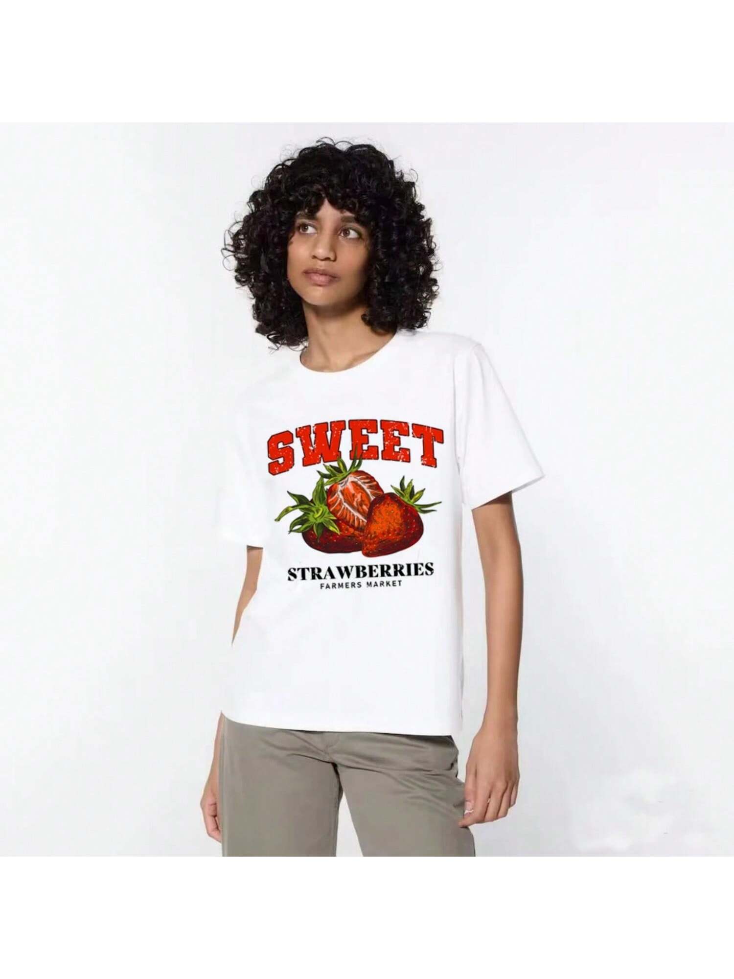 Sweet Strawberry Fruit T Shirt Wounisex Vintage Streetwear T-Shirt Graphic Tees Unisex Summer Grunge Clothes Oversized S разноцветный