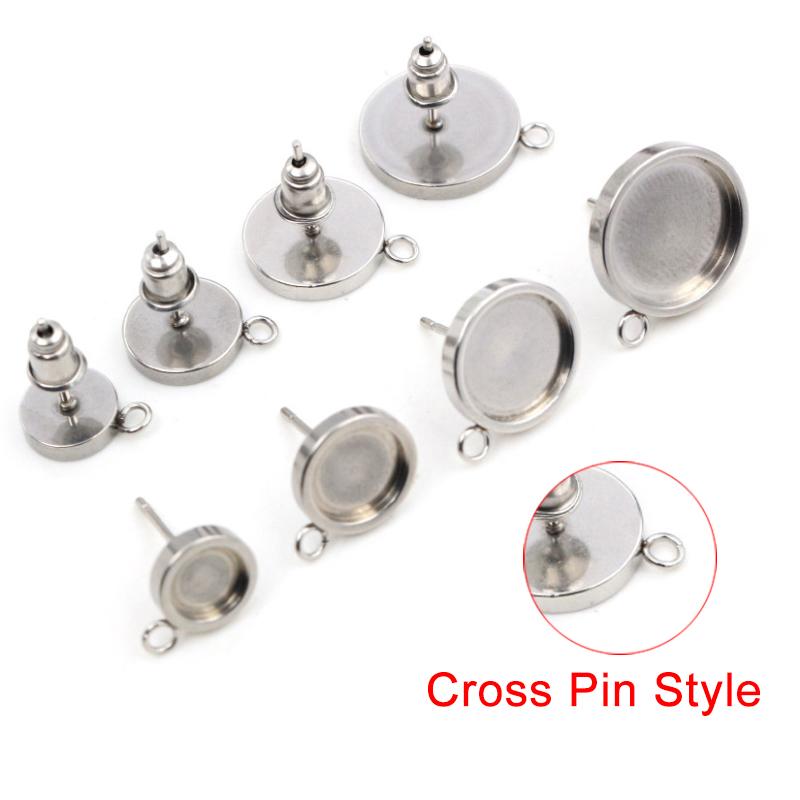 10pcs 6 8 10 12mm Stainless Steel Thicken Earring Studs,Earrings Blank Base,Fit 6-12mm Glass Cabochons DIY Jewelry Accessories