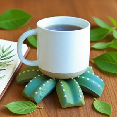 Yousheng Cactus Coaster Set 3D Printed Cactus Coaster with Flowerpot Holder Funny Desktop Coaster for Plant Lovers Gift Home Office Bar Decoration