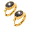 Stainless Steel Earrings, Golden Oval-shaped Ladies' Earrings, Unique and Niche-style Accessories