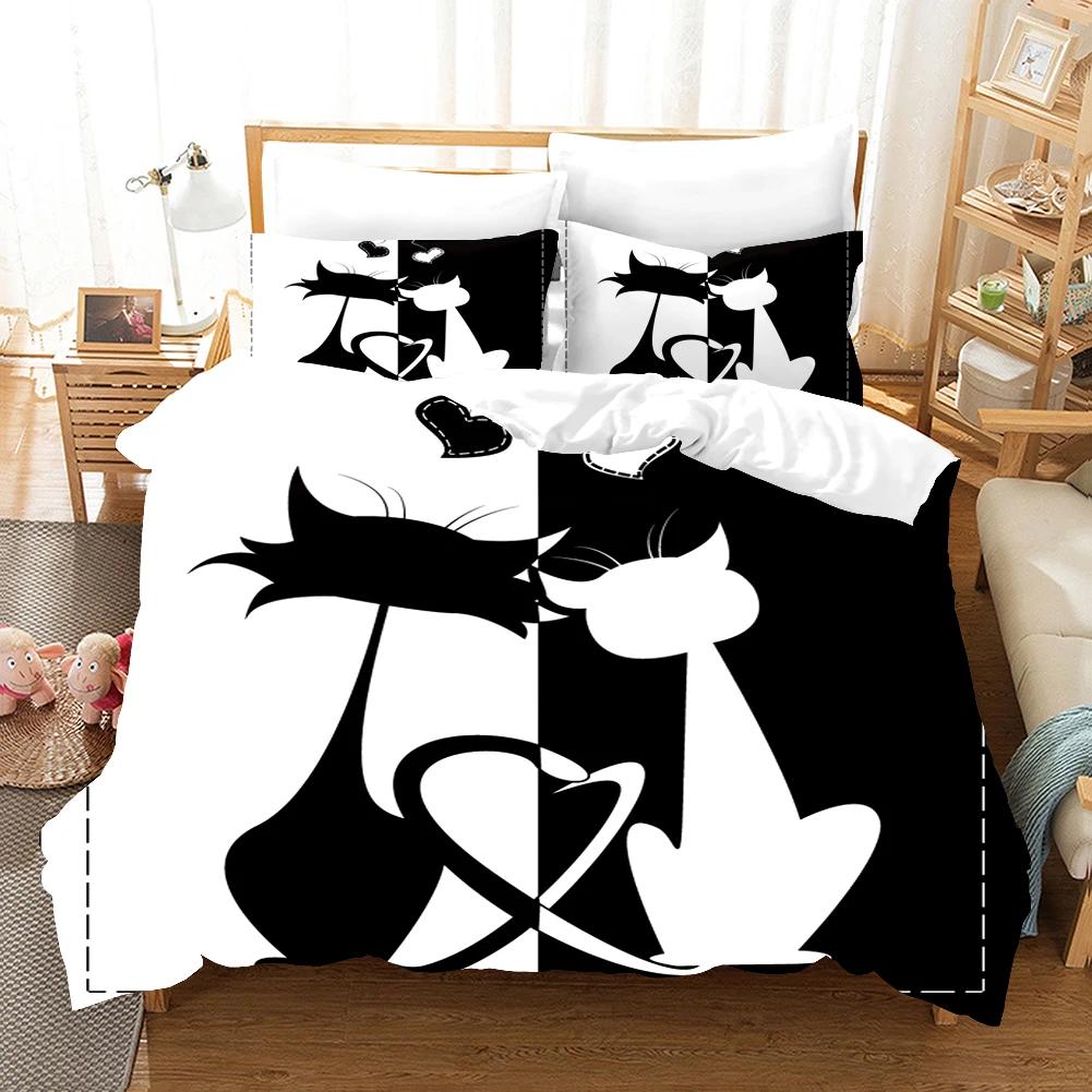 Lovely Pet Cat Povlečení Zvíře Funny Povlak na polštář Povlaky na polštář Povlak na přikrývku Ložní prádlo Povlečení Twin Full Queen King Size