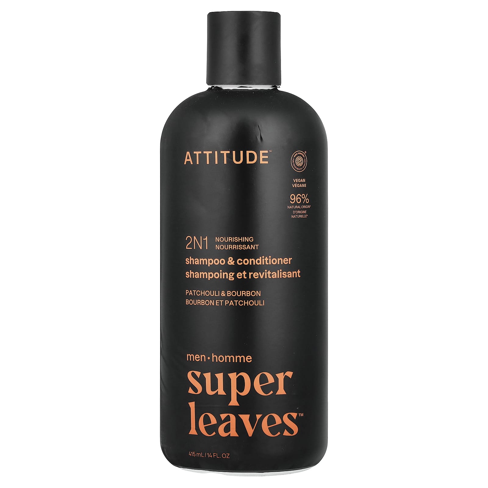 

ATTITUDE, Super Leaves™, 2N1 Nourishing Shampoo & Conditioner, Men, Patchouli & Bourbon, 415ml (14fl oz)