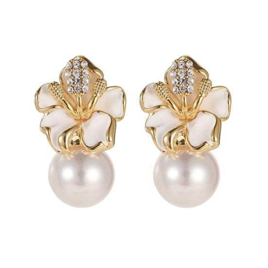 Orecchini Pendenti Con Perle A Margherita – Lega Oro, Look Semplice Ma Elegante, Regalo Perfetto Per Compleanno O Ballo Di Fine Anno