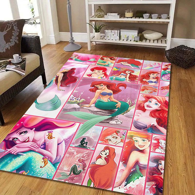 1 alfombra de área de La Sirenita, para dormitorio y sala de juegos, duradera, resistente a las manchas y fácil de limpiar, sala de estar