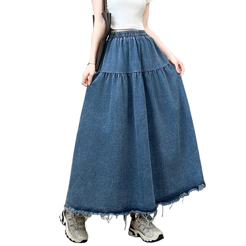 2025 Plus Size Women's Elastic Waist Slimming Denim Skirt - Spring/Summer Collection