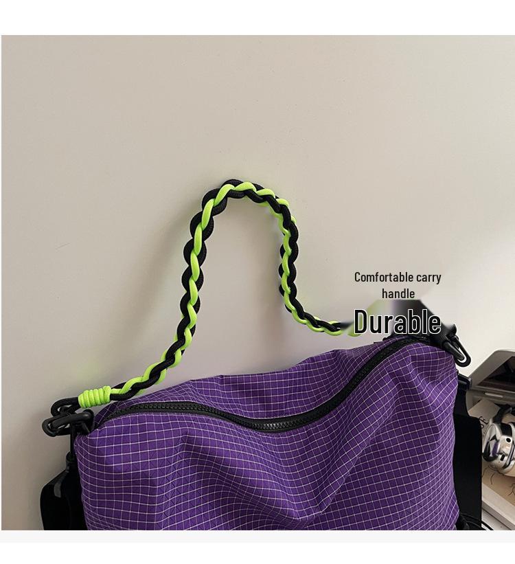 Women's Large Capacity Cross-Grid Canvas Crossbody Bag - Autumn/Winter 2025 High-End Commute Pillow Bag