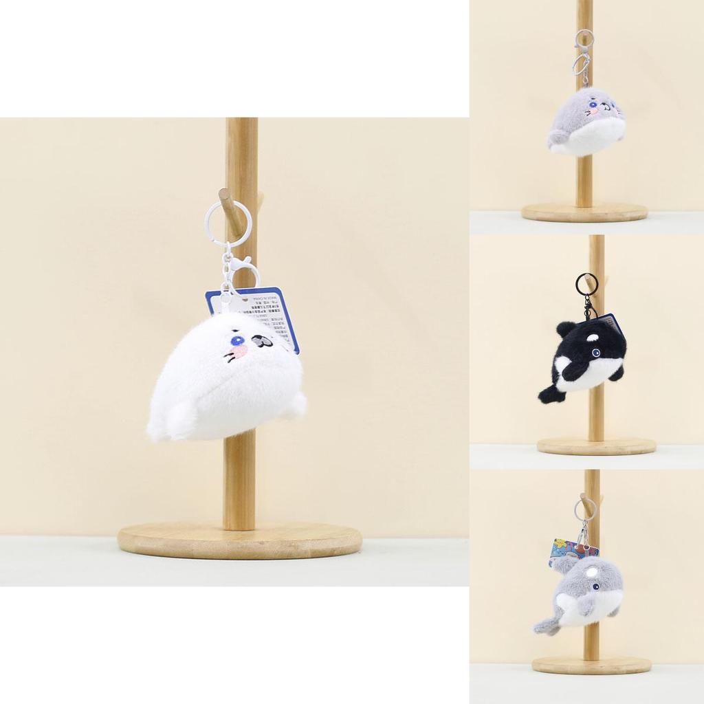 Adorable Plush Whale And Seal Keychain Accessories Soft Stuffed Animal Toys