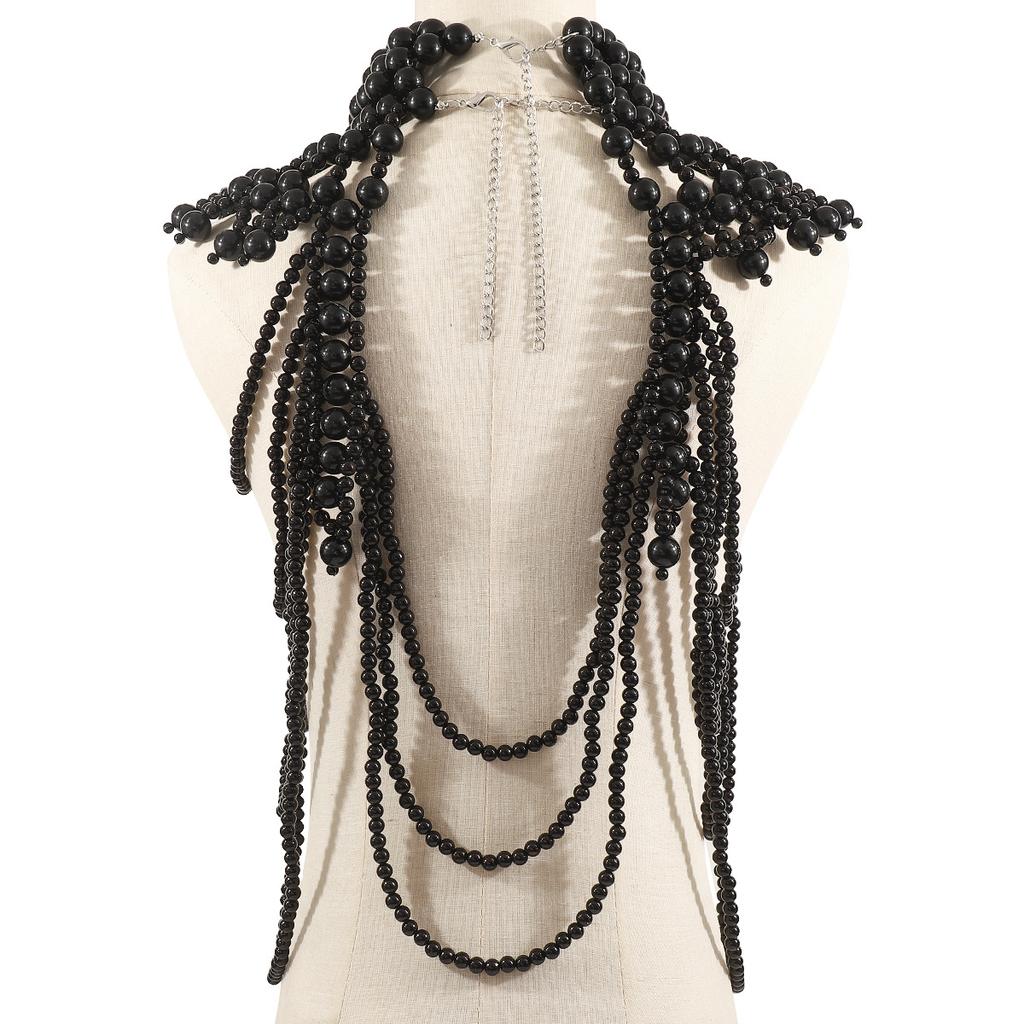Fashion Tribal Style Hollow Woven Pearl Shawl Body Chain Retro Layered Exaggerated Sexy Body Chain All Match Women Jewelry