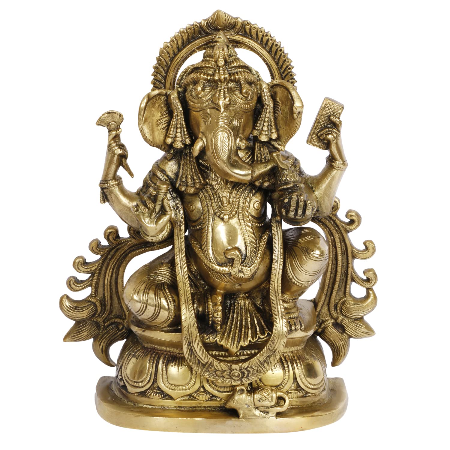 

Pure Brass Blessing Ganesh Bhagwan Idol, Ganesha, Ganpati Ji Murti - 9.5 Inch