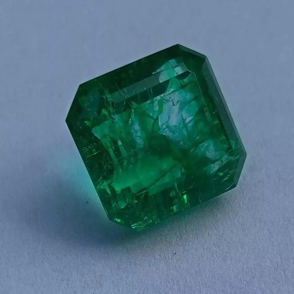 Emerald Green Asscher Cut Natural Certified Colombian Loose Gemstone