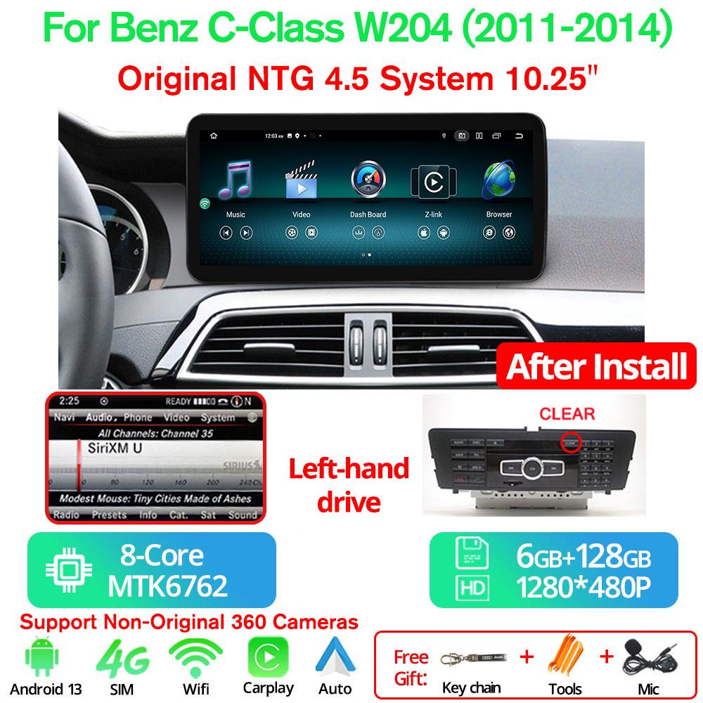 10.25'' Android 13 Car Radio For Mercedes C Class W204 W205 2008-2018 LHD Multimedia GPS Player Carplay Auto Screen BT