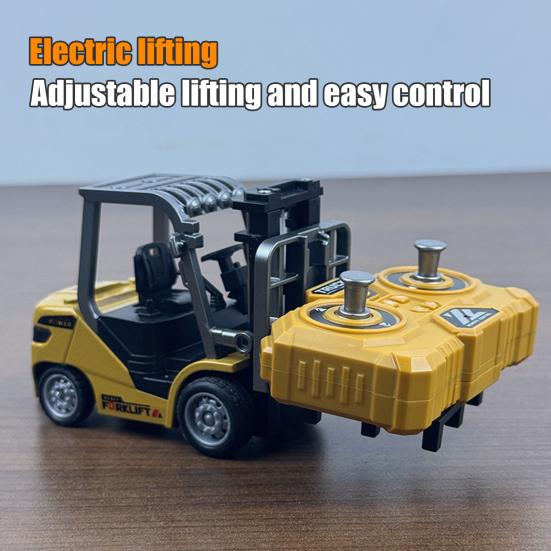 Uzaktan Kumandalı Forklift Oyuncak 1/64 Ölçekli Alaşım Forklift Kamyon Kaldırma Çatal Kancalı Küçük Çocuklar Şarj Edilebilir 2.4GHz RC Simülasyonlu İnşaat Aracı Oyuncak