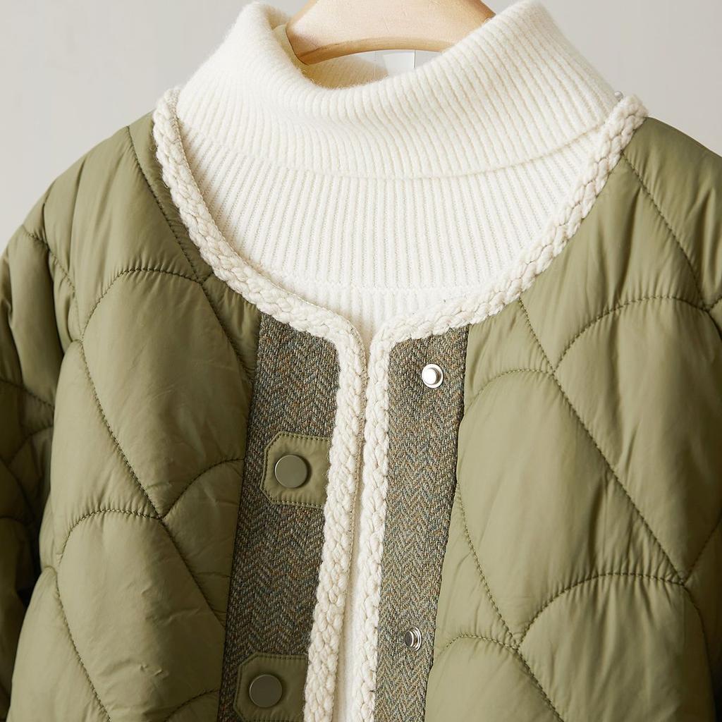 Quilted Cotton Jacket for Winter Updated Korean Style Trendy Everyday Contrast Short Warm Cotton