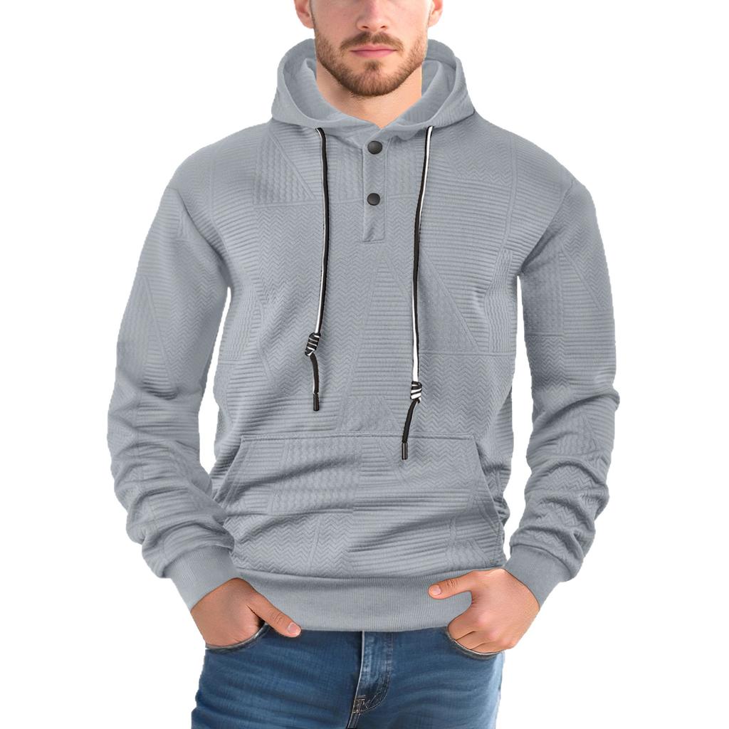 New Style Pullover Sweatshirt - Solid Colour Casual Sports Loose-Fit Trendy Long-Sleeved Hooded Sweatshirt for Men