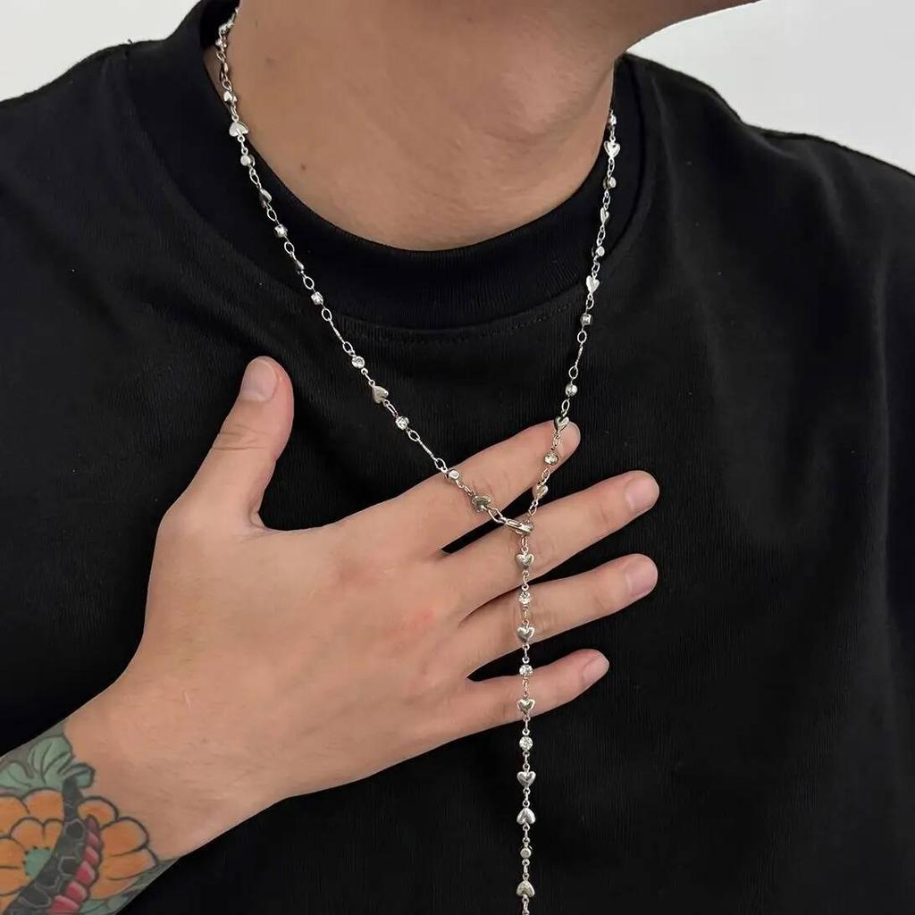 Salircon Vintage Y-Shaped Long Chain Pendant Necklace Women Trendy Hollow Out Love Heart Necklace Aesthetics Party Jewelry Gifts