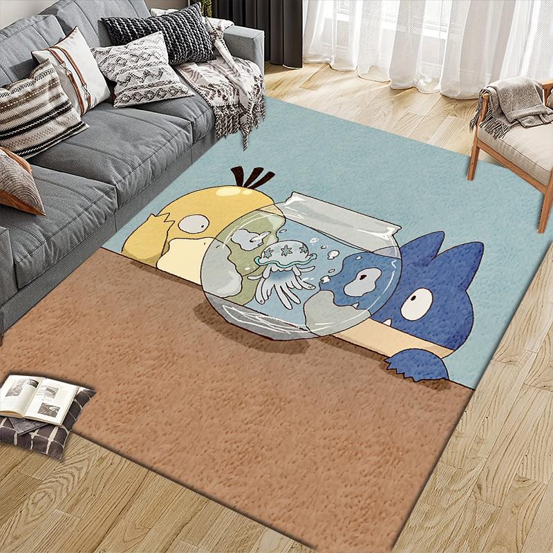 Pokemon Chibi Cute Style Illustration Square Area Rug, Non-Slip Floor Mat for Bedroom, Perfect Gift for Pokemon Fans.chl