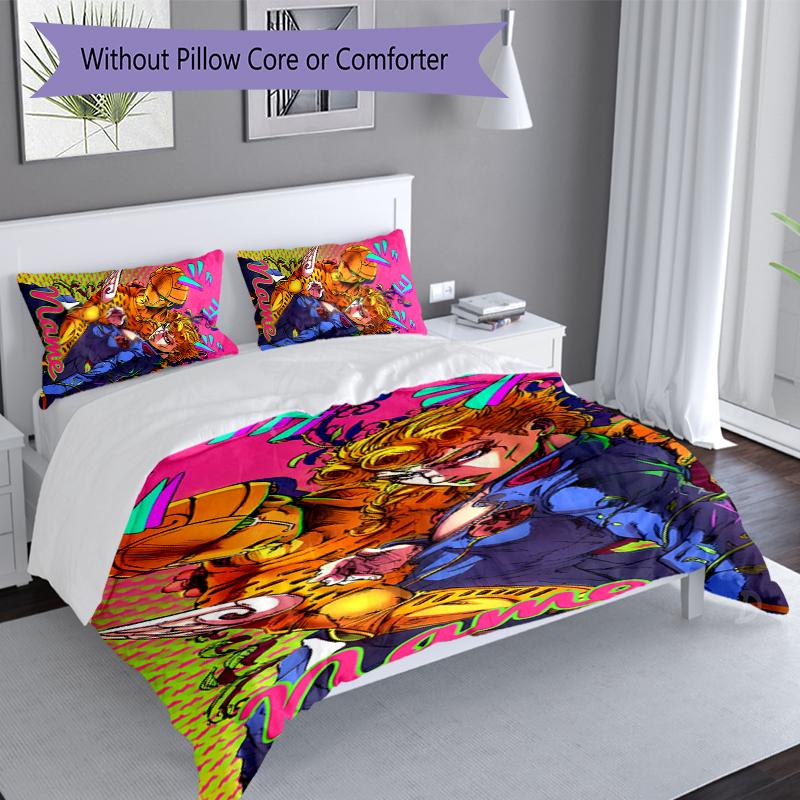 3pcs Custom Name JoJo's Bizarre Adventure Set,Includes 1 Duvet Cover and 2 Pillowcases,All-season Bedroom Decor