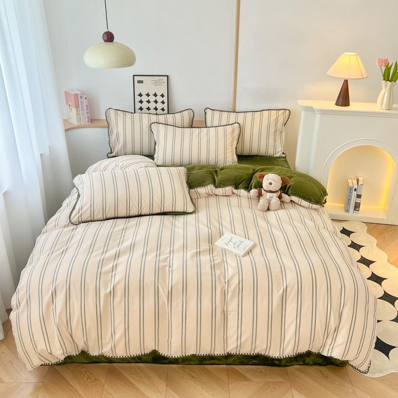 Winter Bedding Set Duvet Cover Set Ins Style A-Class 100% All Cotton Milk Velvet Cotton Velvet for Autumn Winter Soft and Warm
