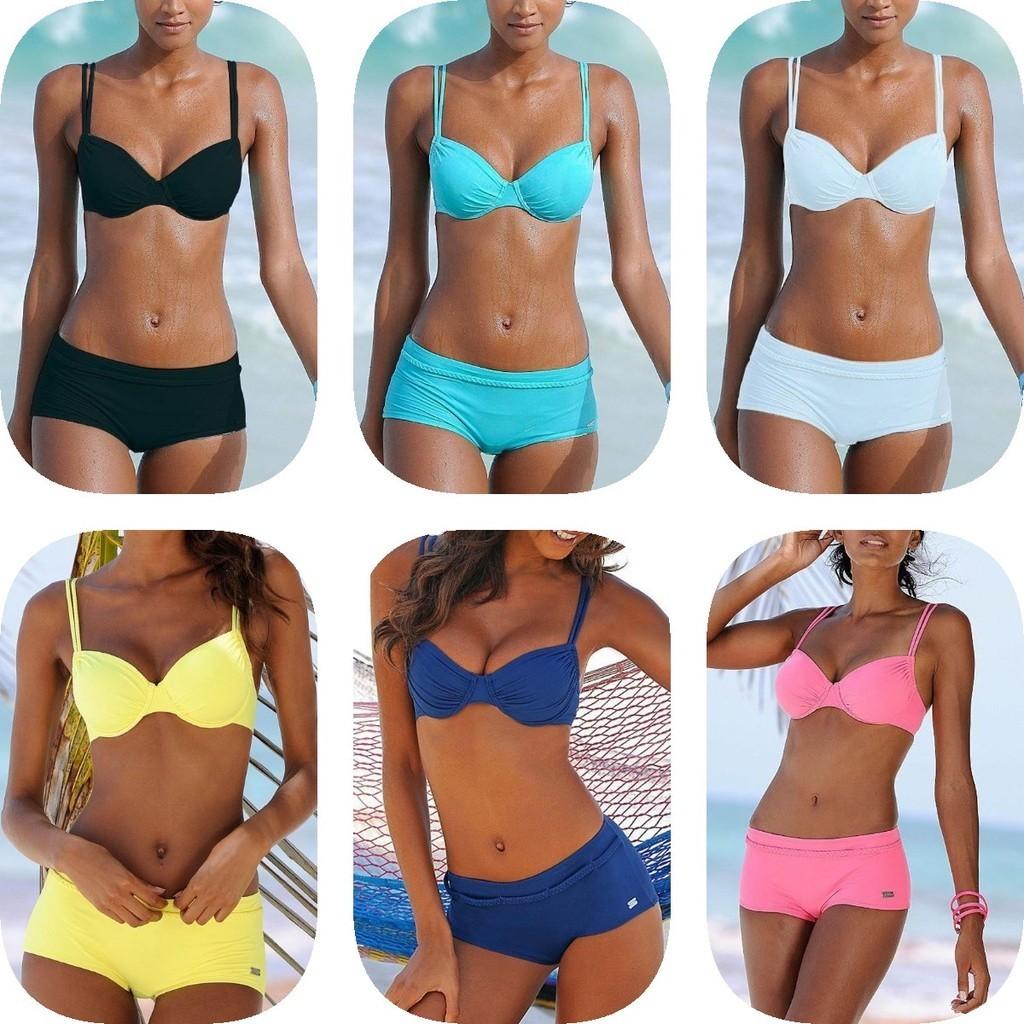 Elegant Solid Color Bikini For Women Sexy Backless Swimsuit With Underwire