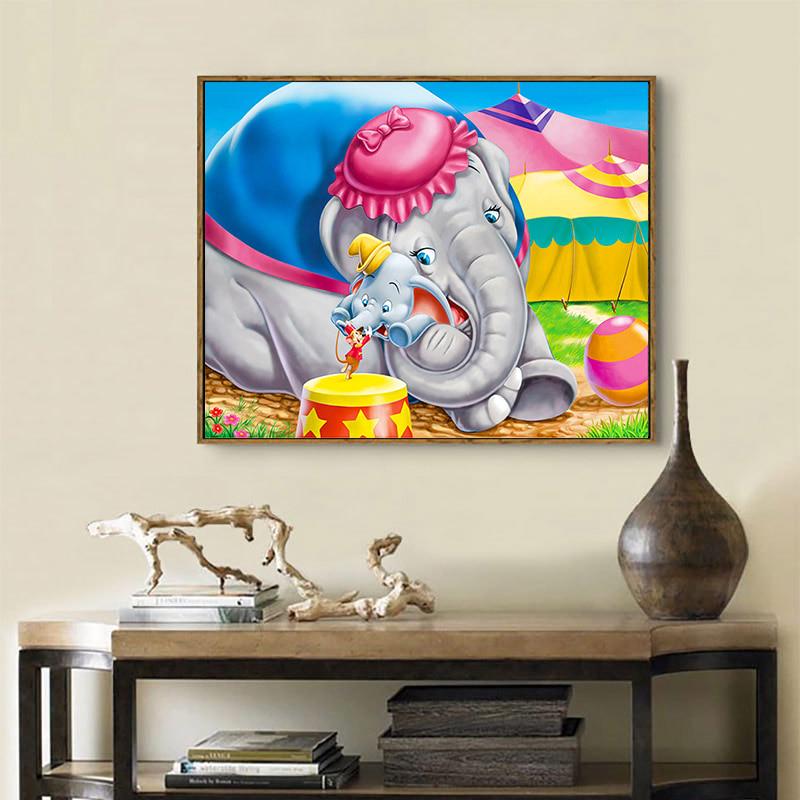Cartoon Elephants 5D DIY Diamond Painting Embroidery Pattern 3d Cross Stitch Kits Wedding Room Decor