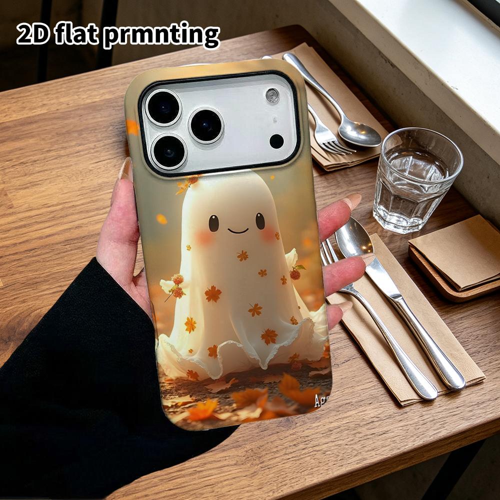 Phone Case: 2D Flat Design Suitable for iPhone 18 17 16 15 14 13 Pro Film Protective Case, Couple Style, Lace Ghost, Christmas and Halloween Holiday G