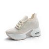 inner height increase women's shoes mesh surface breathable hollow leisure sports spring light white shoes thick sole