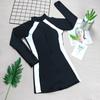 Professional Sports One Piece Flat Angle Conservative Slim Tummy Control Long Sleeve Hot Spring Swimsuit Women Fashion Beach Vacation Elegant Wear