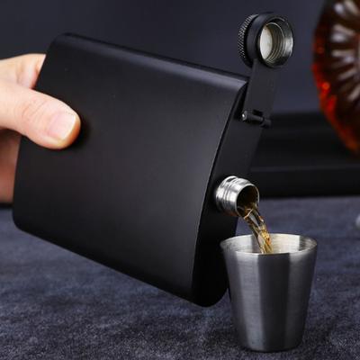 Drinkware 6/8/12 Oz Black Pocket Flagon Flat Durable Whisky Bottle Stainless Steel Non -broken Hip Flask Camping