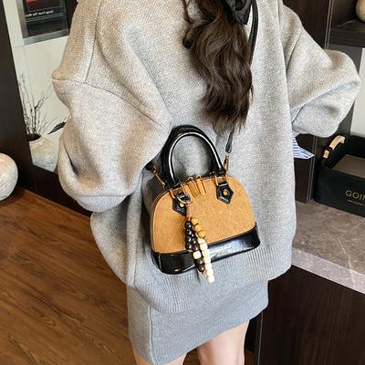 Retro Niche Portable Shell Bag Women's New Fashion Diamond Embroidered Thread Shoulder Bag Matte Messenger Bag