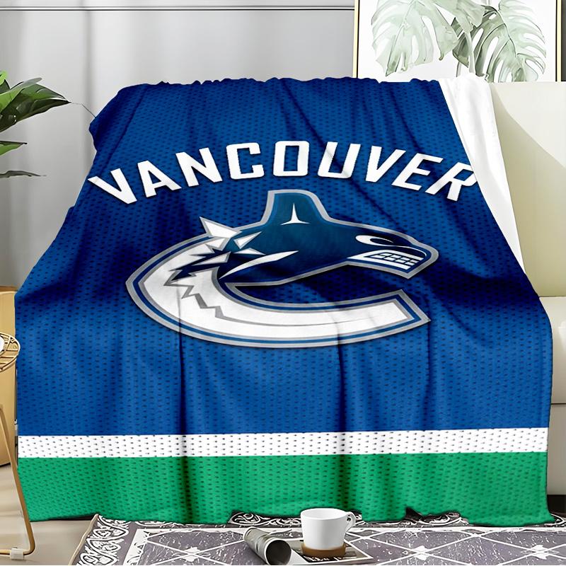 Hockey Team Vancouver-Canucks Blanket Flannel Throw for Sofa, Indoor, Camping, Living Room, Office, Chair, And Bed Soft Birthday Gift