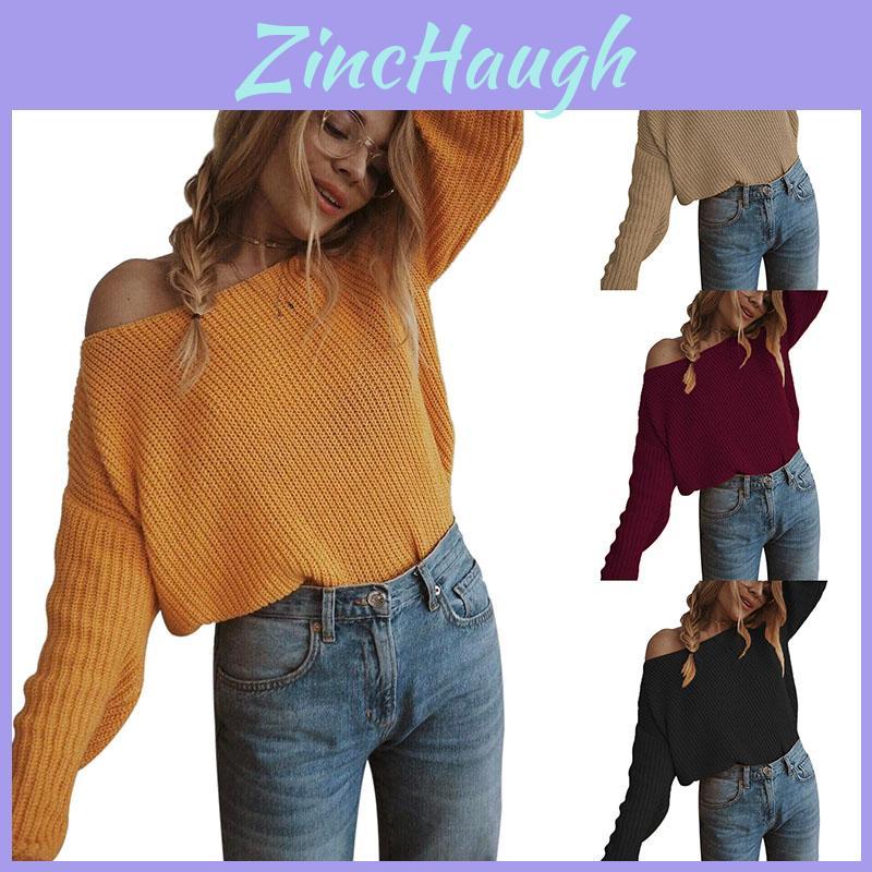 Versatile Plus Size Autumn Womens Sweaters Off The Shoulder Pullover Sweater Long Sleeve For Every Occasion
