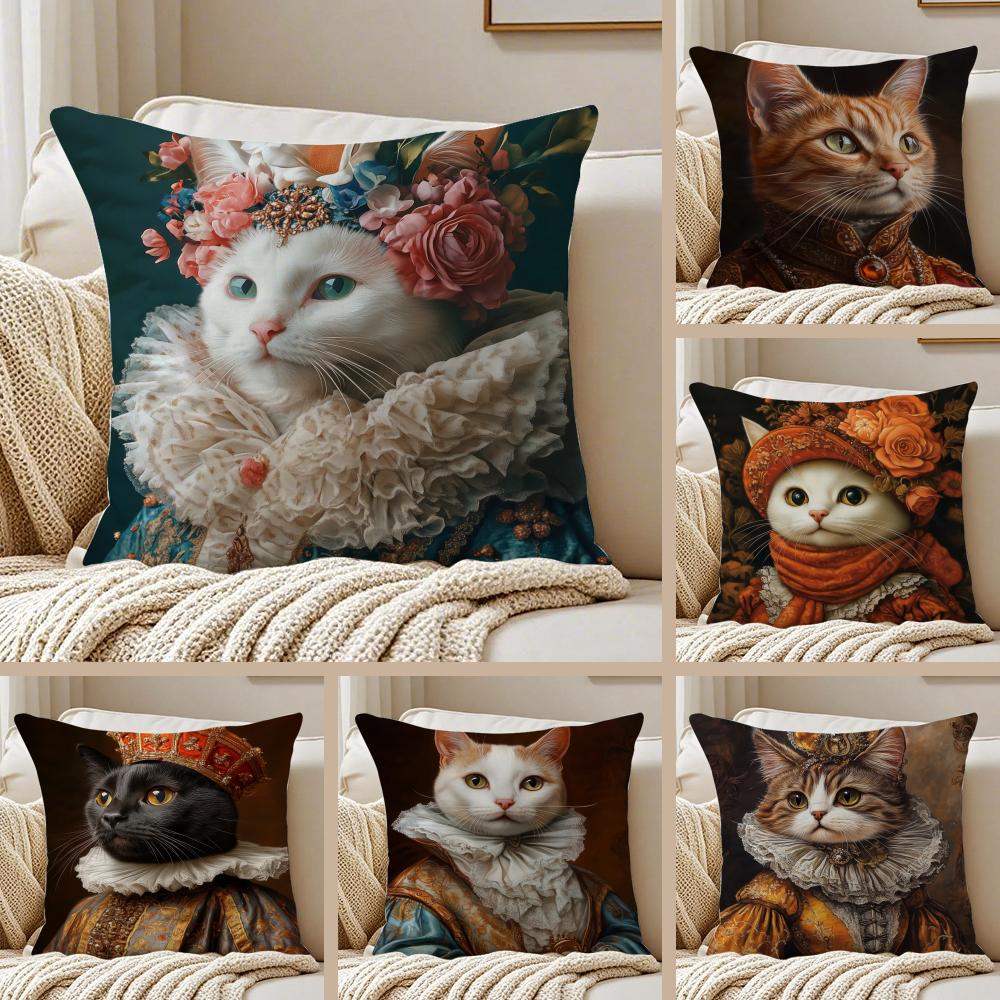 Süße Katze Druck Dekorativ Verspielt Kunst Kissenbezug Kissenbezug Milbenschutz Wohnzimmer Sofa Dekor Kissen Raum