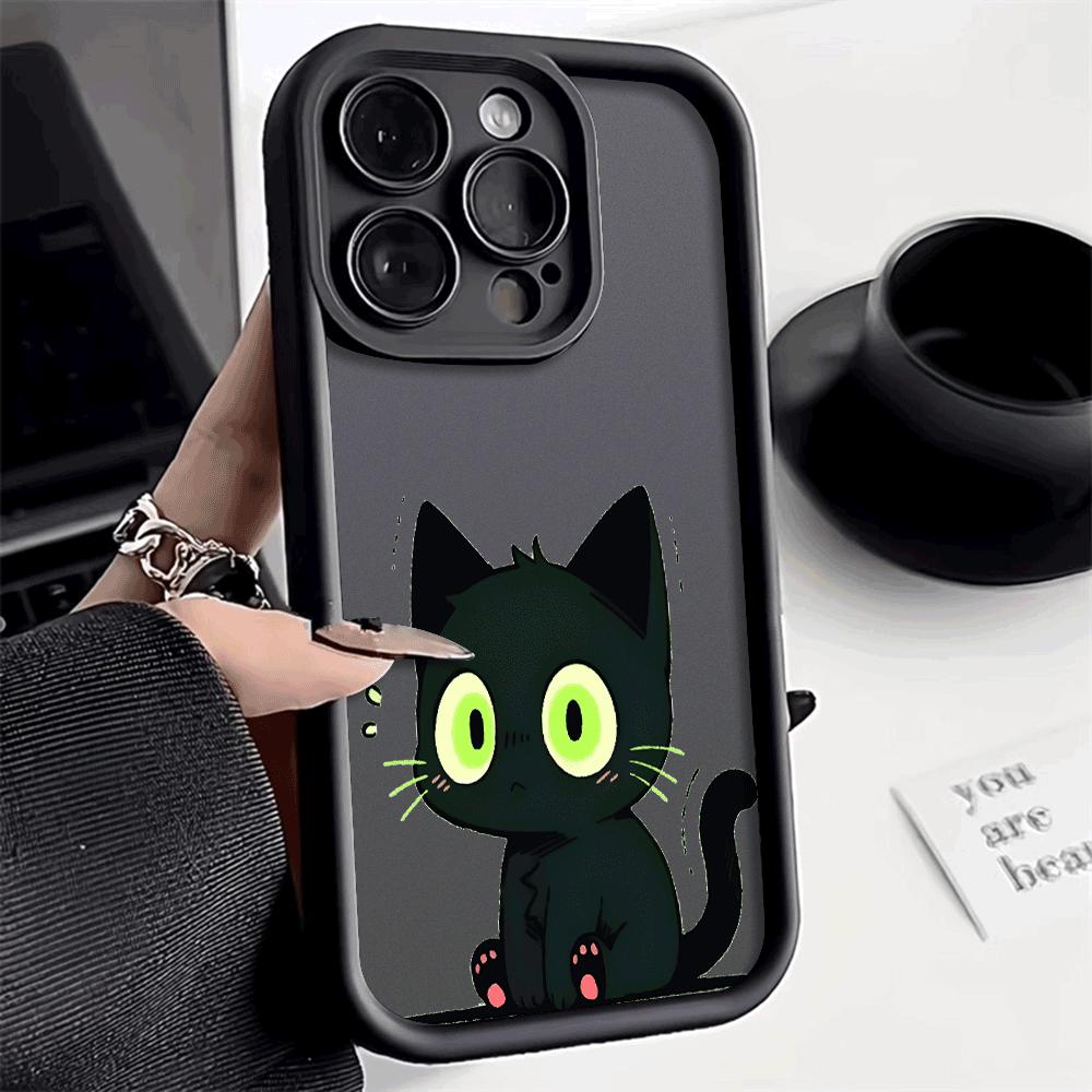 Cartoon Black Cat UV Print Phone Case For Xiaomi Redmi Note 14 13 12 11 10 9 8 7 Pro/Plus 4G 5G Shockproof Anti-Scratch Cover