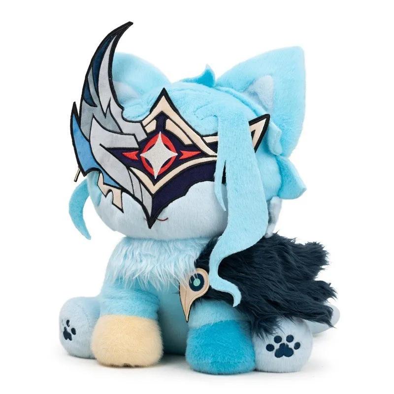 Genshin Impact Gekatte Arlecchino Pluche Speelgoed Lichtblauwe Kat Vorm Zacht Pluizig Gevuld Poppetje Voor Game Fans Woondecoratie Cadeaus