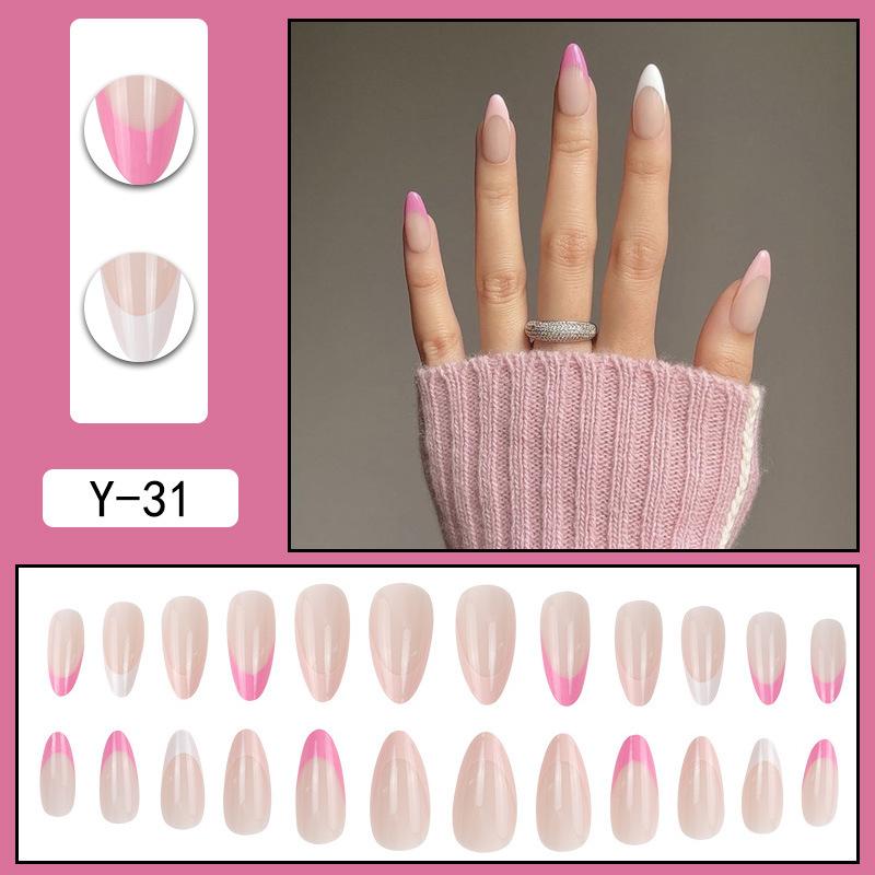 Y1 Fake Nail Sticker Wearing Nail Finished Nail Piece Removable Blush Nail Girl Cat Eye Gradual Change Nail Patch