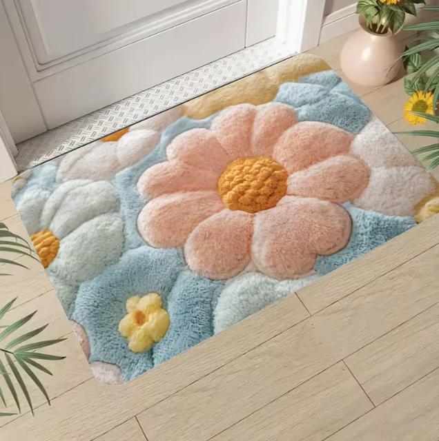 Colorful Floral Welcome Mat Soft Comfortable Non Slip Very Suitable for Bedrooms Living Rooms Dining Rooms Kitchens Carpets