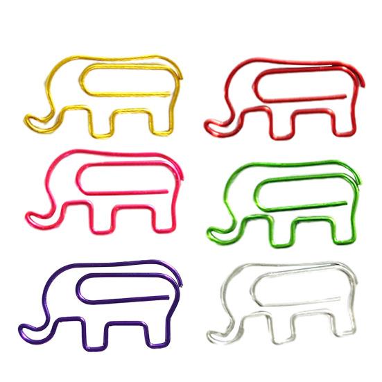 10Pcs Christmas Paper Clips Colorful Elephant Design Non-bending Paper Clips Office School Desk Organizing Cards Document Fasteners