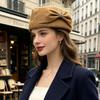 Französischer Stewardessenhut für Damen mit Schleife, Netz, dekorativer Wollhut für Herbst und Winter, elegantes Temperament, Zylinder