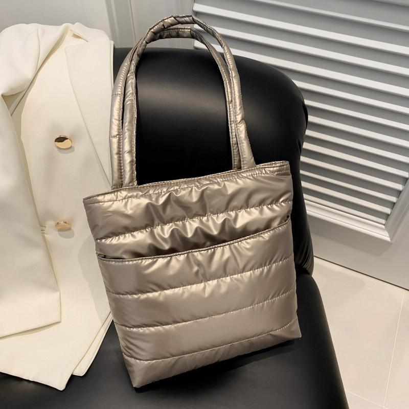 Trendy Street Style Cotton Tote Bag For Women Large Capacity Zippered Handbag