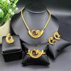 Dubai 24k Vergoldetes Schmuckset: Anhänger, Ohrringe, Armband, Ring - Ideal für indische & afrikanische Bräute