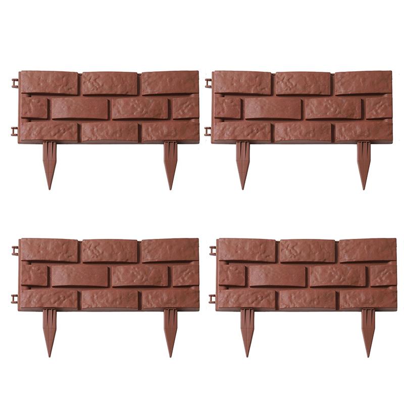 Flower Bed Edging Plastic Garden Fence Diy Edging Stones Brick Effect Lawn Edging Flower Bed Plant Border Brown Landscaping